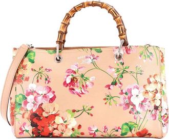 Gucci Bamboo Shopper Tote Blooms Print Medium (Authentic Pre-Loved)