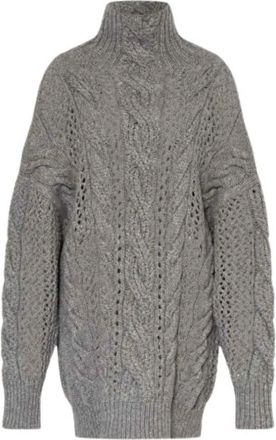 Sportmax Calco Oversized Kabeltrui - Dames - Coltruien - Grijs - XS - Wol - Truien & Vesten