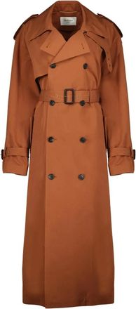 Saint Laurent Jassen, Dames, Bruin, L, Katoen, Oversize Trenchcoat