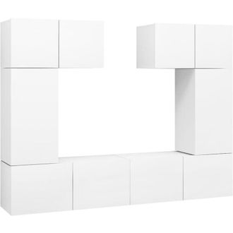 vidaXL 6 Piece TV Cabinet Set White Engineered Wood vidaXL