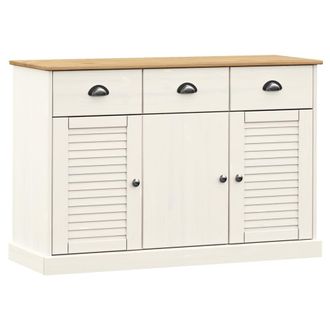 vidaXL Vidaxl - Aparador Con Cajones Vigo Madera Maciza Pino Blanco 113x40x75cm