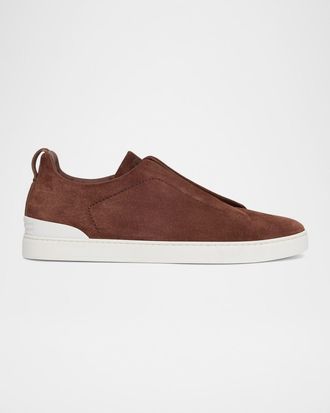 Ermenegildo Zegna Men & apos;s Triple Stitch Suede Sneakers