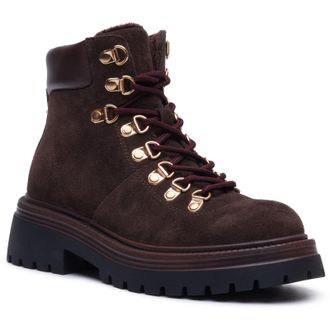 Hush Puppies Robyn Hiker Su&egrave;de Dames CHOCOLATE Hakken Enkellaarsjes