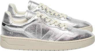 Veja V-90 Traced Leather Sneakers - Dames - Sneakers - Grijs - 36 EU - Katoen - Schoenen
