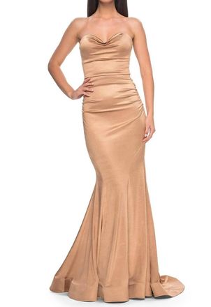 La Femme Sweetheart Prom Gown In Bronze