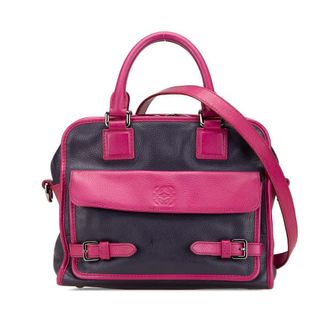 Loewe Pre-owned Loewe Grained Bicolor Calfskin Cruz Satchel Ladies 61503