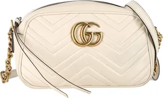 Gucci Pre-owned Womens Small GG Marmont Camera Bag in Ivory Calf Leather - One Size