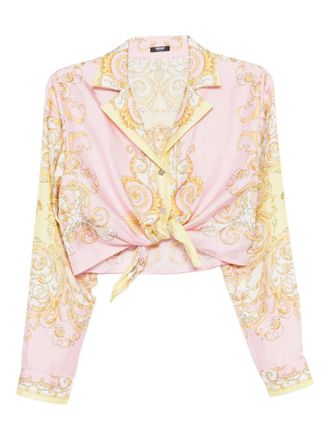 Versace Zijden twill blouse met print - Roze