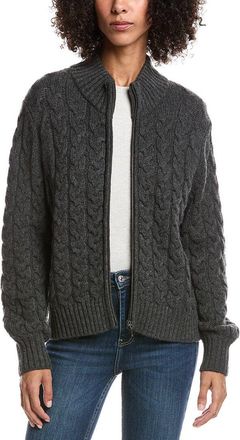 Forté Cashmere Cable Zip Wool & Cashmere-Blend Cardigan
