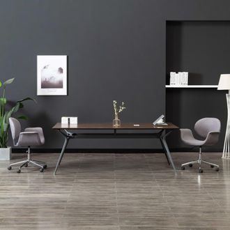 vidaXL Sillas De Comedor Giratorias 2 Unidades Tela Gris