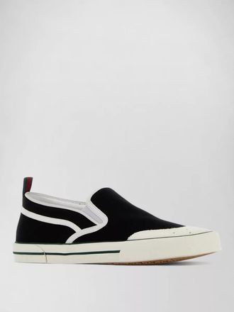 Gucci canvas slip on sneakers contrast trim sole