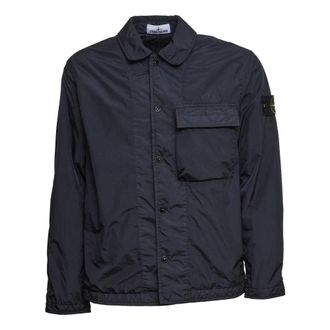 Stone Island Light Jackets, male, Blue, Size: L Padded Overshirt