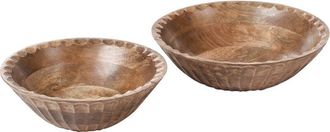 Beliani Beliani - Conjunto De 2 Cuencos Decorativos De Madera De Mango Hechos A Mano Marr&oacute;n Sohag