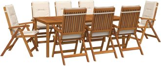vidaXL Conjunto De Comedor De Jard&iacute;n De 9 Piezas Natural Vidaxl