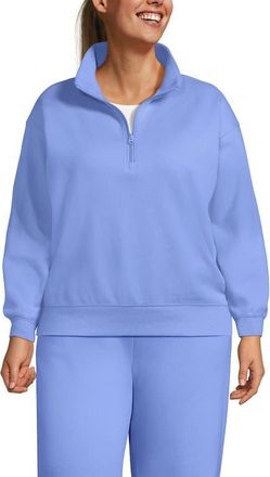 Lands End Plus Size Serious Sweats Relaxed Quarter Zip Pullover Sweatshirt in Clear Blue Sky at Nordstrom, Size 2X