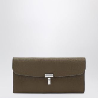 Toteme Taupe grained-leather T-lock wallet