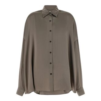 Dries Van Noten Casia Shiny Silk Shirt - male - Dries Van Noten - Casual Shirts - Gray - XS - Shirts