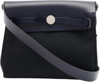 Herm&egrave;s Pre-owned Herbag Zip Mini Vache Hunter Toile Military schoudertas - Dames - Pre-owned - Blauw - Maat: ONE Size Leer