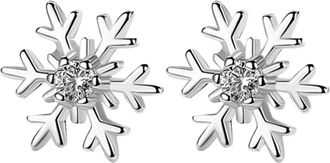 Generic Christmas Snowflake Rhinestone Earrings Thin Dangle Elegant Wedding Women Accessories Jewelry For Costume for (Silver, One Size)