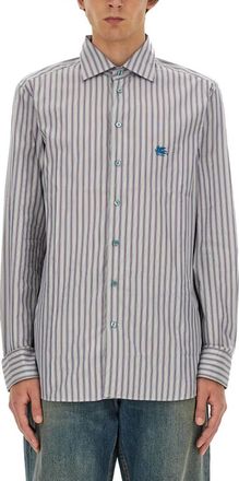 Etro Grey Regular Stripes Shirt