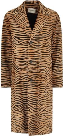 Fendi Tijgerprint Haar-op Leren Jas - Dames - Mantel - Veelkleurig - XS - Su&egrave;de - Jassen