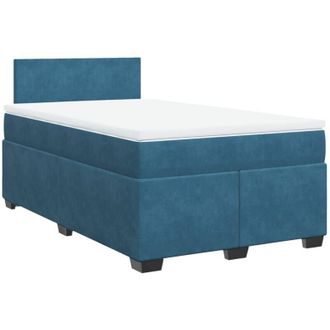 vidaXL Cama Box Spring Con Colch&oacute;n Terciopelo Azul Oscuro 120x190 Cm Vidaxl