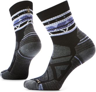 Smartwool Womens Hike Light Cushion Zig Zag Valley Mid Crew Socks Black L
