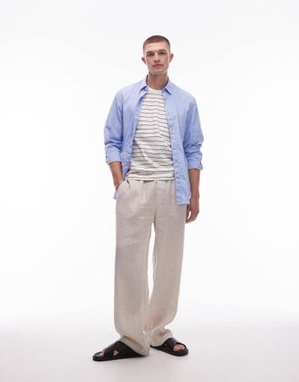 Arket wide fit drawstring workwear pants in beige-Neutral