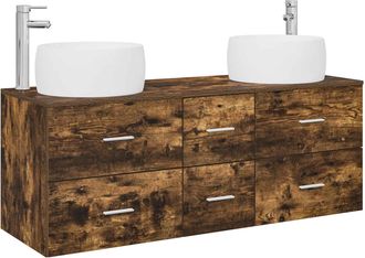 vidaXL Juego De Muebles De Ba&ntilde;o 3 Uds. Roble Ahumado Vidaxl