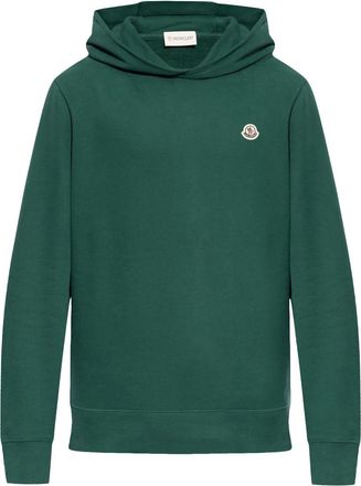 Moncler logo-patch cotton hoodie - Green