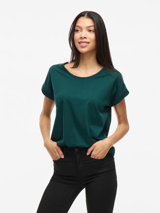 Vila Rundhalsshirt VILA VIDREAMERS NEW PURE T-SHIRT/SU-NOOS, Damen, Gr. XL, gr&uuml;n (ponderosa pine), Jersey, Obermaterial: 50% Baumwolle, 50% Polyester, unif