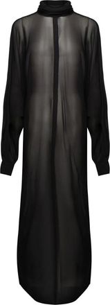 Nineminutes Maxi Dresses, female, Black, Size: 2XS Black Collared Long Sleeve Dress