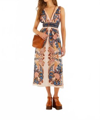 Farm Rio Garden Scarf Midi Dress In Soft Pink