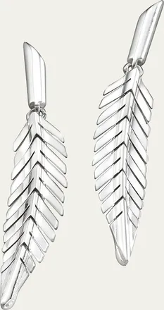 Cadar 18K White Gold Feather Drop Earrings, Small