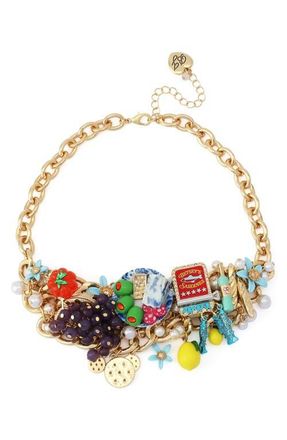 Betsey Johnson Charcuterie Bauble Frontal Necklace in Multi at Nordstrom