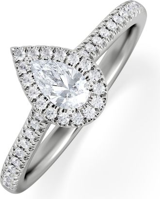 The Diamond Store Lumia Pear Cut Lab Diamond Halo Ring 0.50ct F/VS in 925 Silver