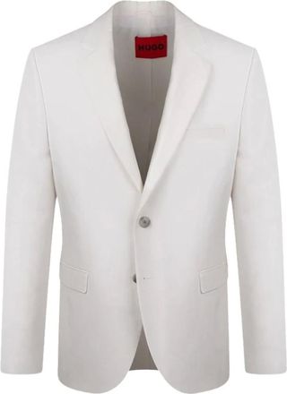 HUGO BOSS Jassen, Heren, Wit, L, Linnen, Linnenmix blazer