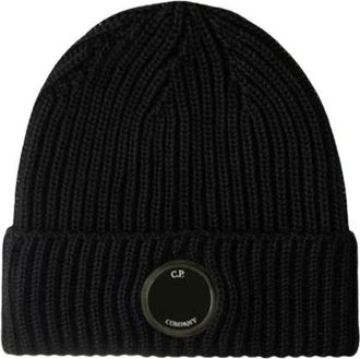 C.P. Company Merino Wollen Gebreide Muts - unisex - Hoeden - Zwart - ONE Size - Wol - Accessoires