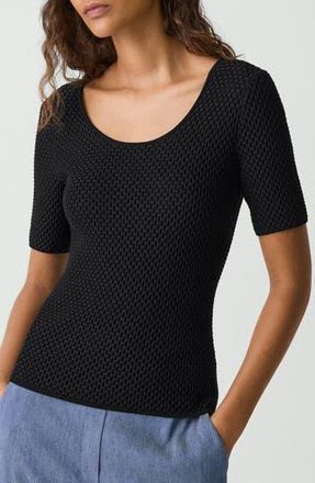 Theory Bleecke Texture Scoop Neck T-Shirt in Black at Nordstrom Rack, Size Large