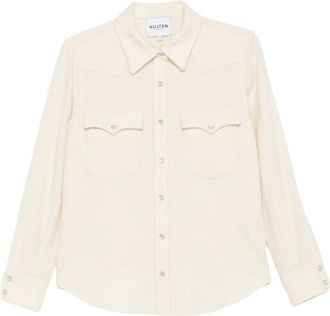 Kujten Lumber Shirt - Dames - Overhemden - Wit - M - Wol - Overhemden