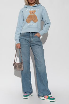 Palm Angels Sweatshirt With A Characteristic Teddy Bear Motif, Womens, Light Blue