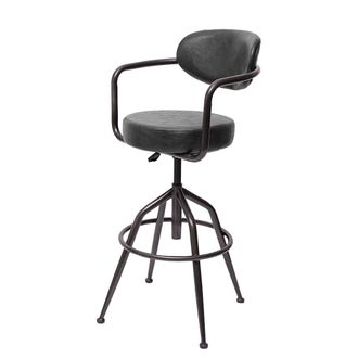 Hhg [nunca Usado] Taburete De Bar Hhg-463f, Taburete De Bar Taburete De Mostrador Taburete Giratorio, Altura Regulable Aspecto Ante Industrial, Gris Vinta
