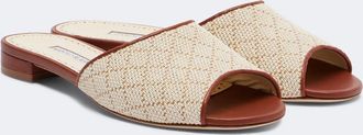Manolo Blahnik Smirna raffia-effect slides