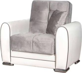 Dmora Dmora - Poltrona Attiluccio, Poltrona contenitore da salotto, trasformabile in letto, Poltroncina relax in tessuto imbottito, 97x84h91 cm, Bianco e