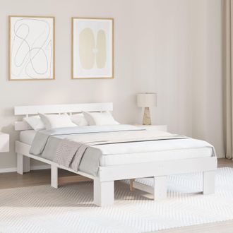 Berkfield Home Bed Frame with Headboard White 135x190 cm Solid Wood Pine