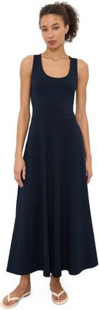 Pact Fit & Flare Open Back Maxi Dress Made With Organic Cotton in Navy at Nordstrom, Size Xx-Large