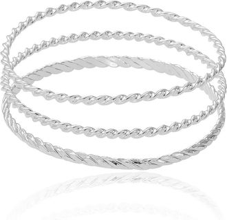 Ettika Set of 3 Twisted Bangle Bracelets in Silver at Nordstrom Rack