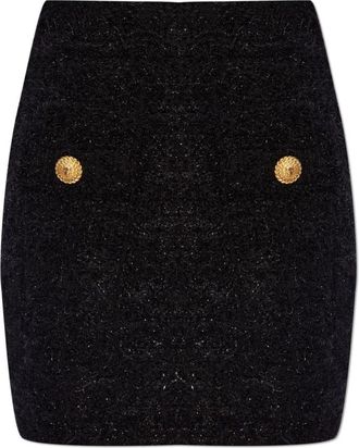 Balmain Glitter Knit Mini Rok - Dames - Korte rokken - Zwart - M - Rokken