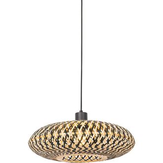 QAZQA Lampada a sospensione ostrava - Orientale - Bamboo,Acciaio - Nero - Tondo Max. 1 x Watt - Qazqa