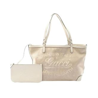 Gucci Pre-owned Tote Bags, female, Beige, Size: ONE SIZE Pre-owned Craft Canvas Leather Tote Bag